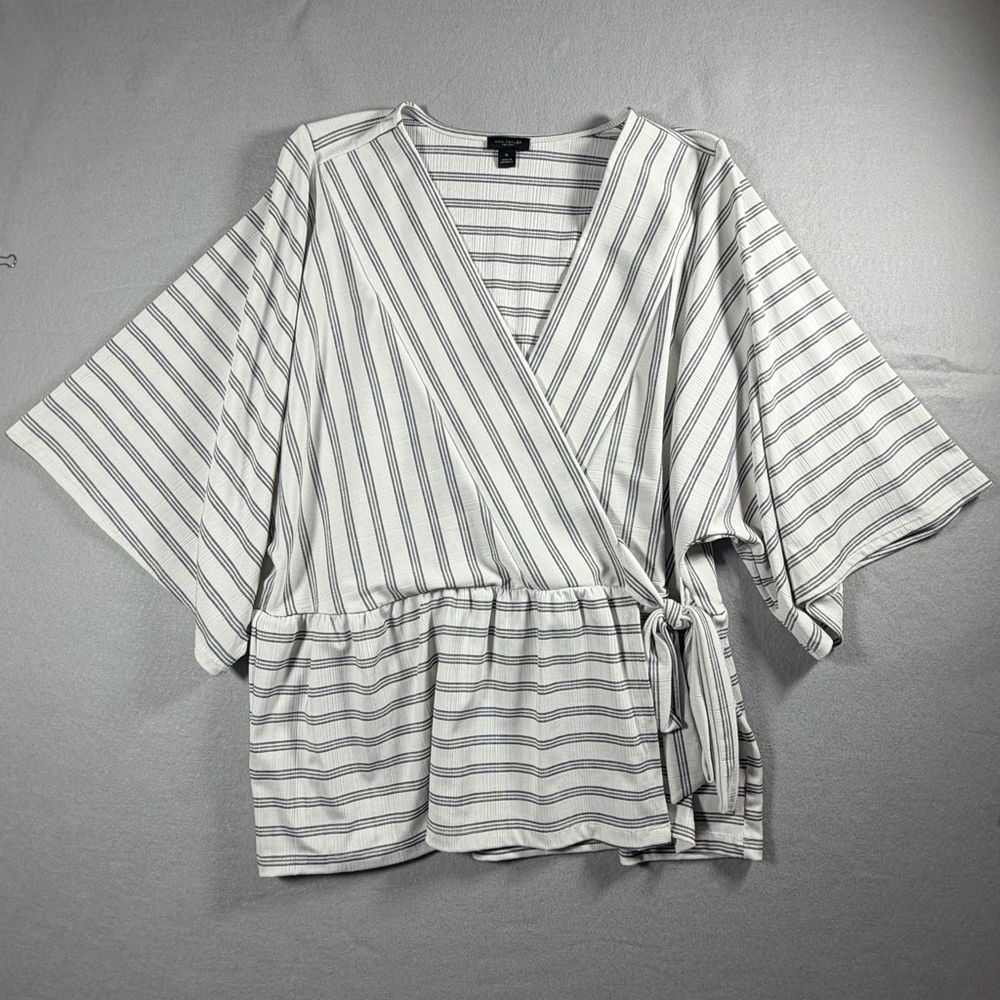 Ann Taylor Factory XL Wrap Top  Stripe Kimono Sleeve
